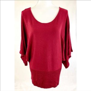 LANE BRYANT Maroon Dolman Short Sleeve Sweater